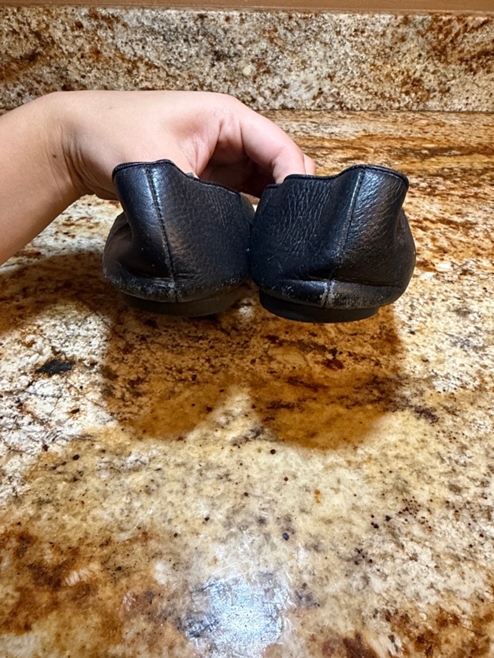 Tory Burch Black Leather Logo Ballet Flats - Picture 3 of 6